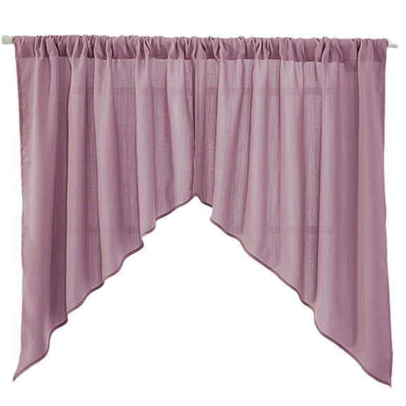 Farmhouse Kitchen Swag Valance Pair Solid Color Rod Pocket Swag Curtain-Style 4