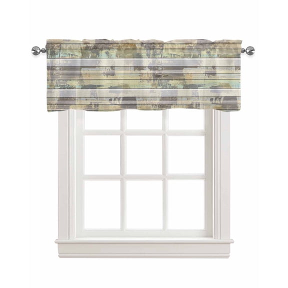 Farmhouse Kitchen Valances for Windows Farmhouse Linen Window Valance Curtain for Living Room Window Treatment Rustic Chic Wood Grain Mottled Ombre Texture Valance Rod Pocket Topper, 60 x 18 Inch