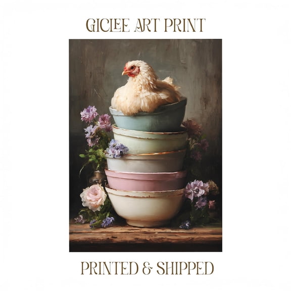 Farmhouse Kitchen Wall Art Cottagecore Kitchen Decor Rooster Poster Chicken Wall Decor Chicken Lover Chicken Mama Gift, 24x36 UNFRAMED