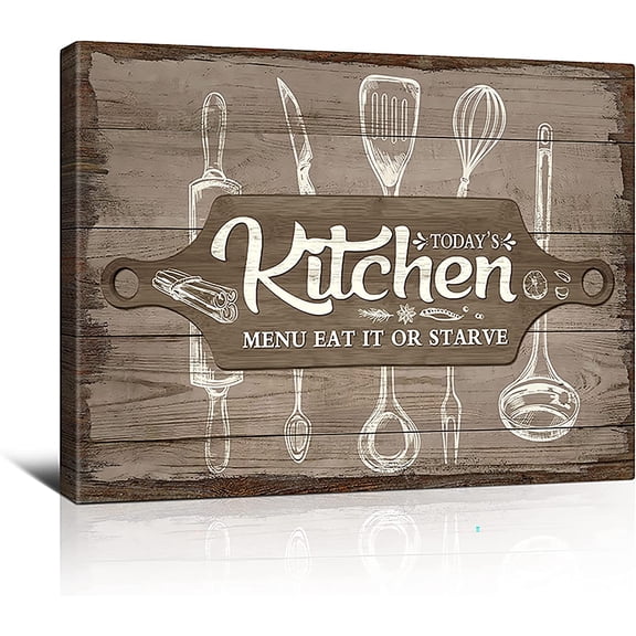 Farmhouse Kitchen Wall Art Country Kitchenware With Sayings Canvas Prints Painting Rustic Kitchen Pictures Framed Artwork Home Decor Kitchen Decor For Canteen Restaurant Dining Living Room 12x16inch