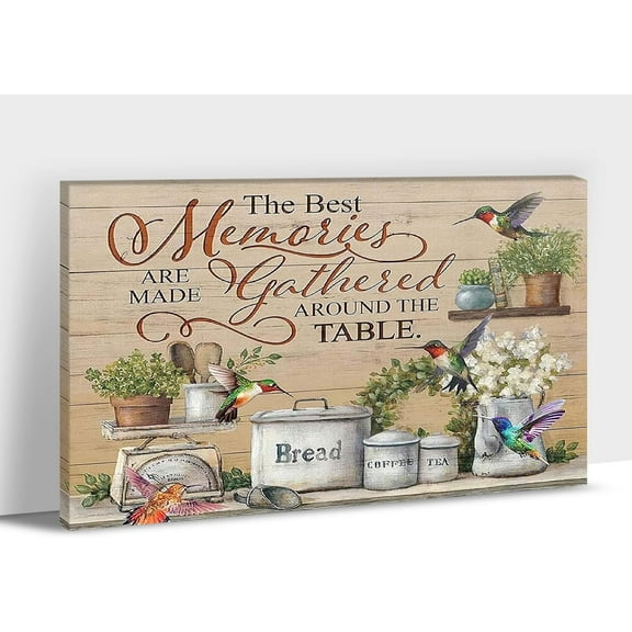 Farmhouse Kitchen Wall Art, Rustic Kitchen Canvas Prints Wall Decor, Meals&Memories Made With Love Kitchen Kitchen Signs Pictures, Vintage Country Home Kitchen Painting Wall Decorations 12x18 Inches