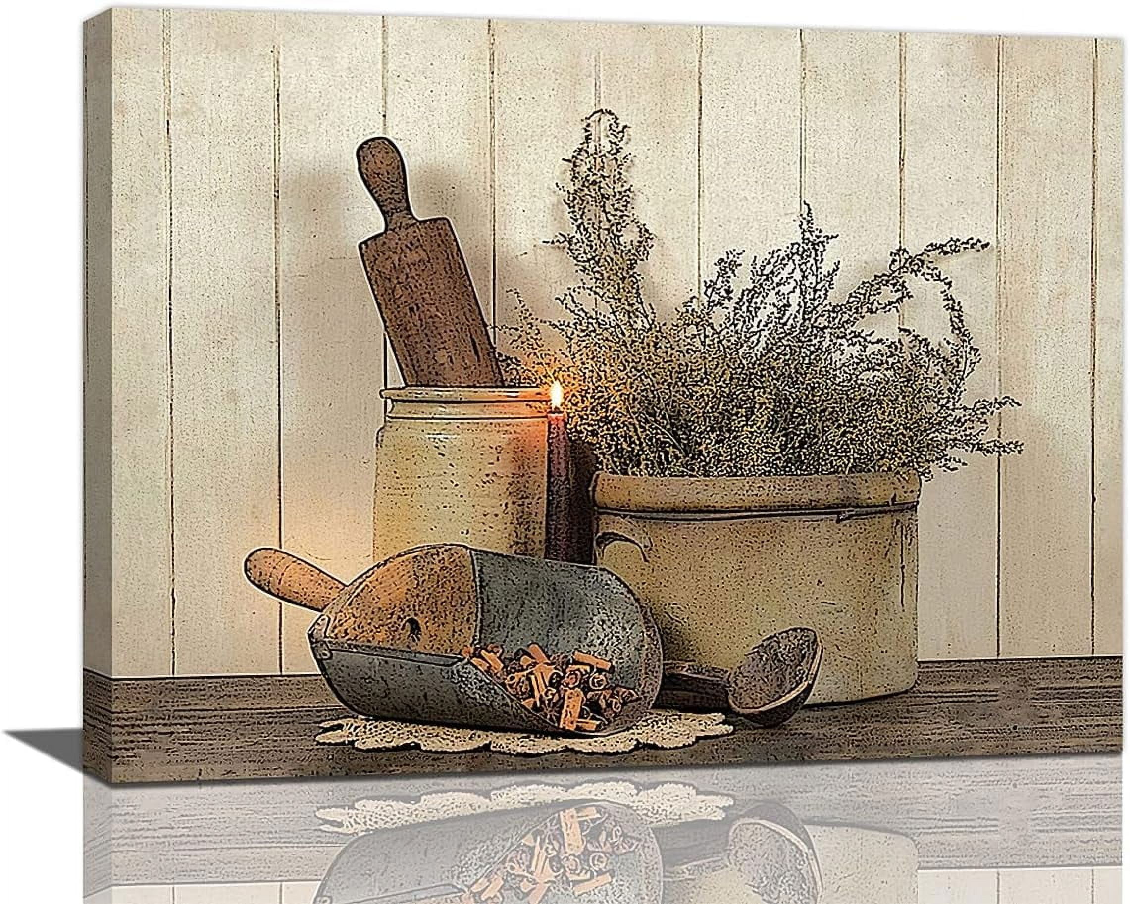 Farmhouse Kitchen Wall Art Vintage Kitchen Rosemary Painting Rustic ...