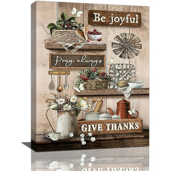 Farmhouse Kitchen Wall Decor Kitchen Wall art Rustic Kitchen Pictures Canvas Prints Dining Room Be Joyful Painting Modern Artwork Home Decoration for Dining Room Living Room 12"x16"