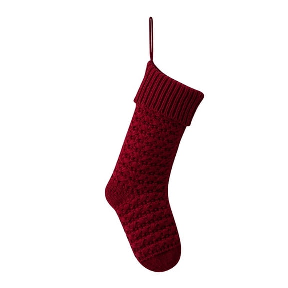 Farmhouse Knitted Christmas Stocking 18 Inch, Rustic Cable Knit Personalized Stocking, Boho Style Fireplace Hanging Decor for Xmas Family Holiday-1pcs