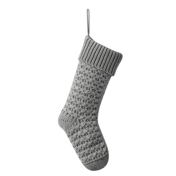 Farmhouse Knitted Christmas Stocking 18 Inch, Rustic Cable Knit Personalized Stocking, Boho Style Fireplace Hanging Decor for Xmas Family Holiday-1pcs