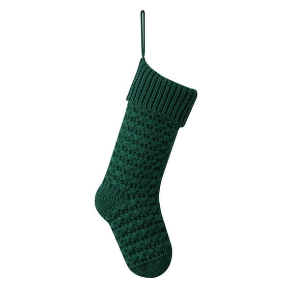 Farmhouse Knitted Christmas Stocking 18 Inch, Rustic Cable Knit Personalized Stocking, Boho Style Fireplace Hanging Decor for Xmas Family Holiday-1pcs