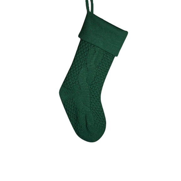 Farmhouse Knitted Christmas Stocking 18 Inch, Rustic Cable Knit Personalized Stocking, Winter Fireplace Hanging Decor for Xmas Family Holiday-1pcs