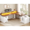 thumbnail image 1 of Farmhouse L Shaped Standing Desk with 4 Drawers and Storage Cabinet, Height Adjustable Computer Desk with Led Lights, Home Office Desk, 1 of 7