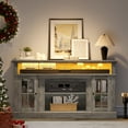 thumbnail image 1 of Farmhouse LED TV Stand for TVs up to 65'', Wood TV Media Console Entertainment Center for Living Room, Rustic Gray, 1 of 7