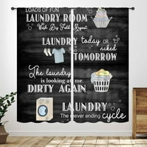 Farmhouse Laundry Room Curtains,Rustic Watercolor Hanging Clothes Laundry Drapes for Country Kitchen Bedroom Living Room Windows Treatment 2 Panel,84X63 Inch