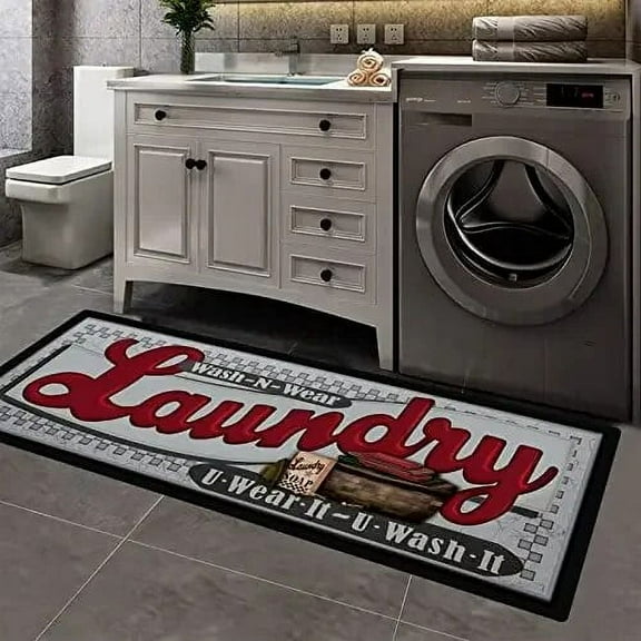 Farmhouse Laundry Room Floor Mat Home Entrance Doormat Decorations Non-Slip Bathroom Corridor Long Rugs Laundry Room Decor