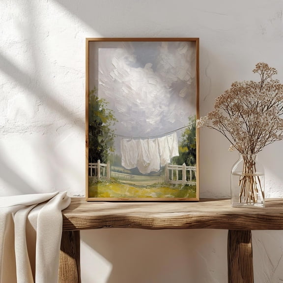Farmhouse Laundry Room Vintage Clothesline Poster Unframed Paper Print