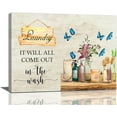 thumbnail image 1 of Farmhouse Laundry Room Wall Decor Rustic Laundry Room Signs Pictures Wall Art Country Butterfly Flower Floral Bathroom Canvas Print Painting Framed Home Artwork For Bathroom Washroom 16''''x12'''', 1 of 6