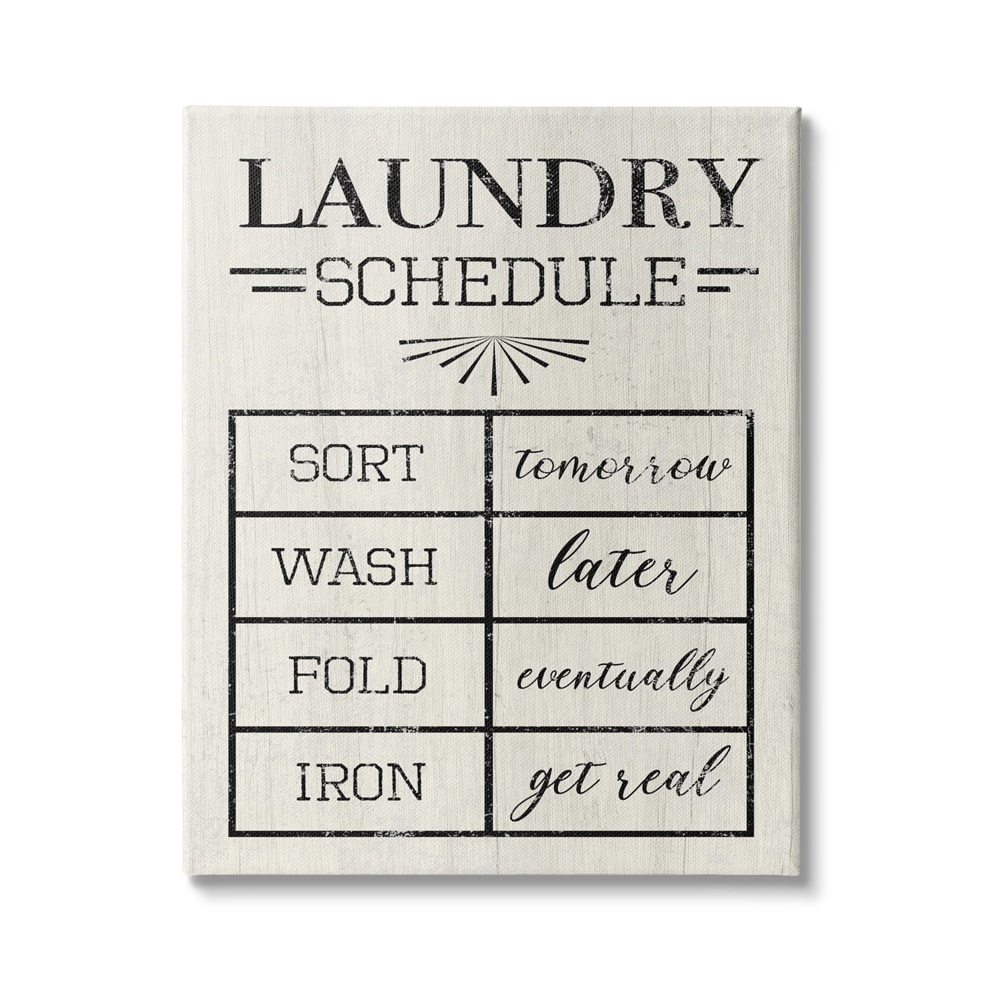 Farmhouse Laundry Schedule Sort Tomorrow Wash Later 16 in x 20 in Drawing Canvas Art Print, by Stupell Home Décor