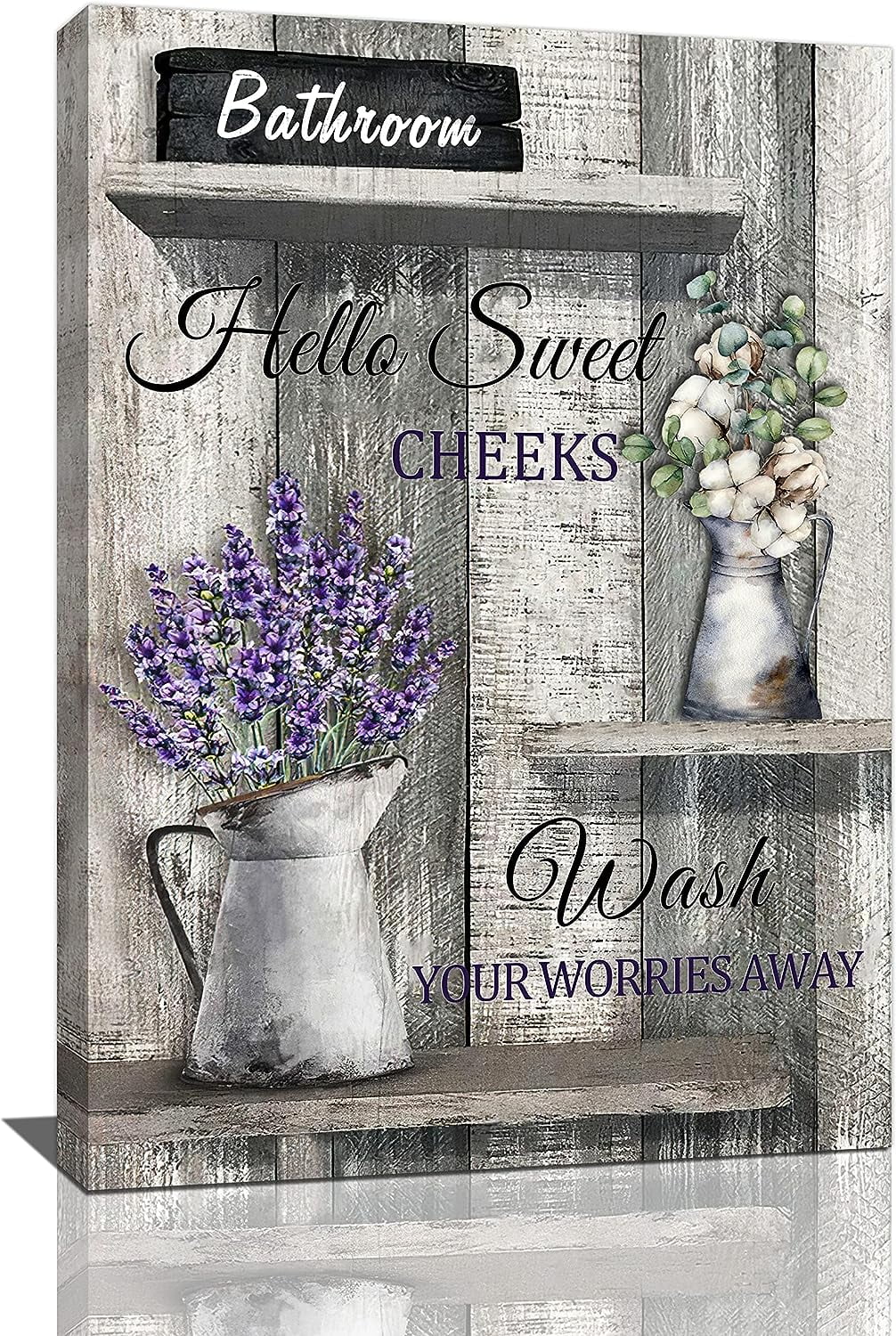 Farmhouse Lavender Bathroom Wall Art Country Cotton Bathroom Pictures