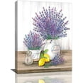 thumbnail image 1 of Farmhouse Lavender Bathroom Wall Art Country Floral Flower Pictures Wall Decor Rustic Purple Lavender Canvas Painting Modern Home Artwork for Bathroom Bedroom Kitchen Office Framed 12"x16", 1 of 6