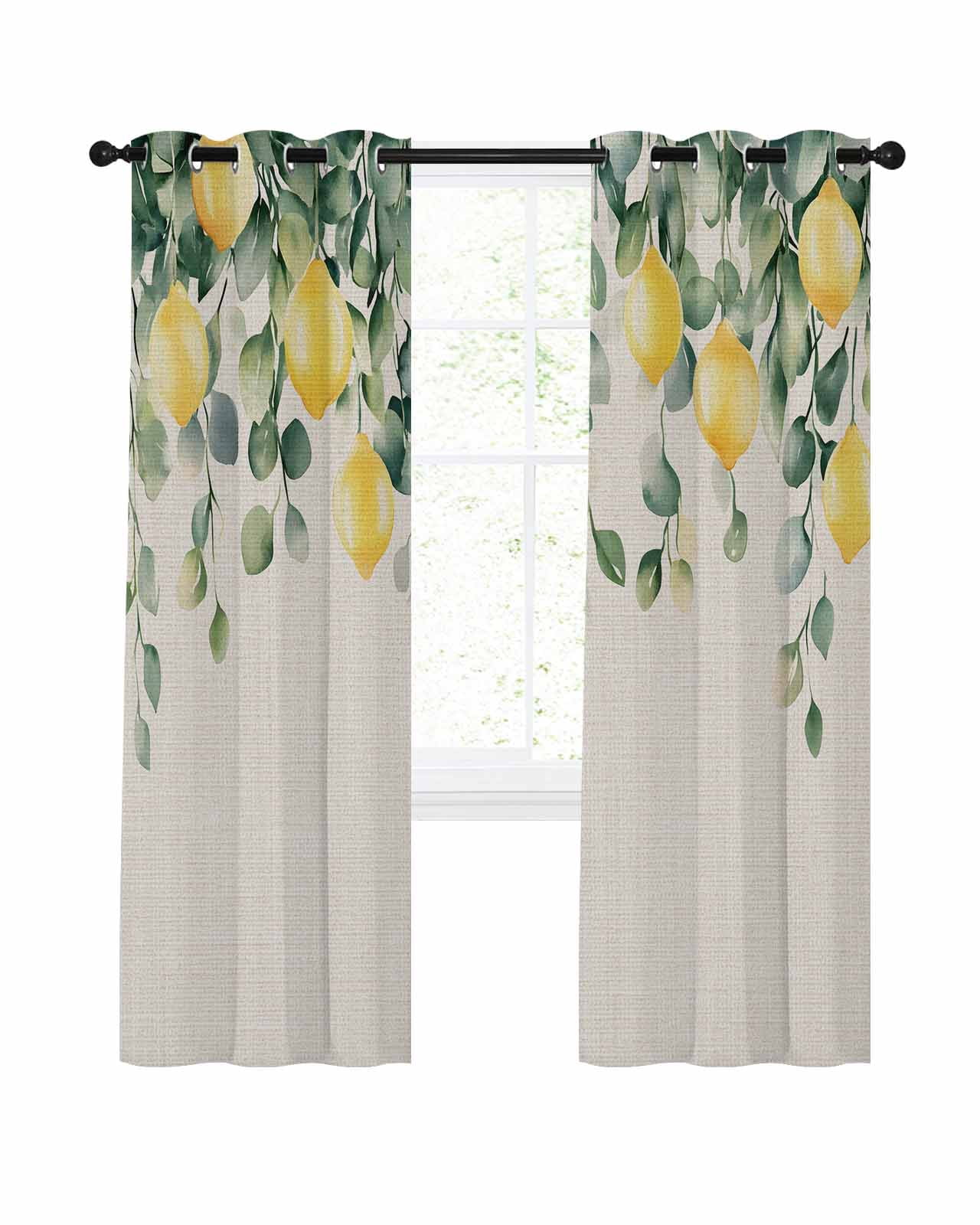 Farmhouse Lemon Blackout Curtains, Light Blocking Print Window Curtains ...