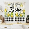 thumbnail image 1 of Farmhouse Lemon Kitchen Curtains 27.5Wx39H Inch Rod Pocket Rustic Wooden Gnome Buffalo Plaid Bedroom Window Drapes Country Yellow Fruit Printed Living Room Window Treatment Fabric 2 Panels, 1 of 4