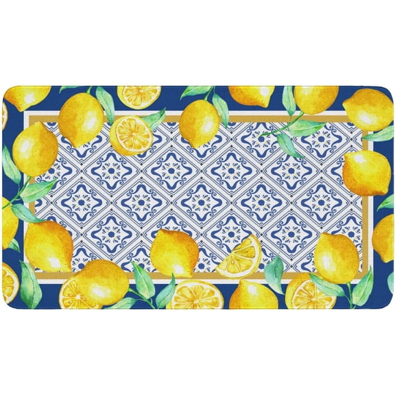 Farmhouse Lemon Kitchen Rugs and Mats 30x17 Inch, Boho Lemon Kitchen Rug, Washable Non Skid Floor Mat for Home Kitchen Decor