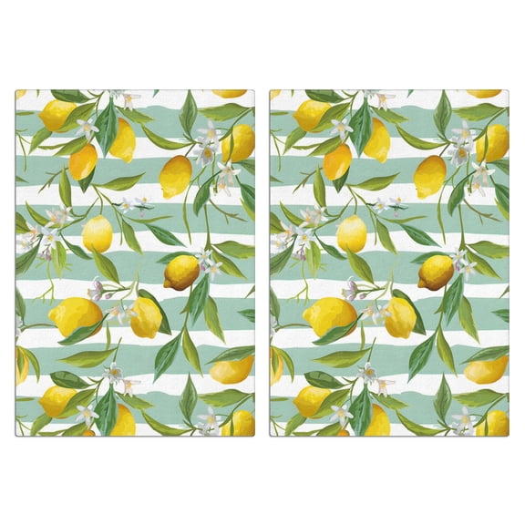 Farmhouse Lemon Kitchen Towels Set of 2, Yellow Citrus Design Dish Towels - Absorbent Hand Tea Towels for Baking, Cooking and Country Kitchen Style