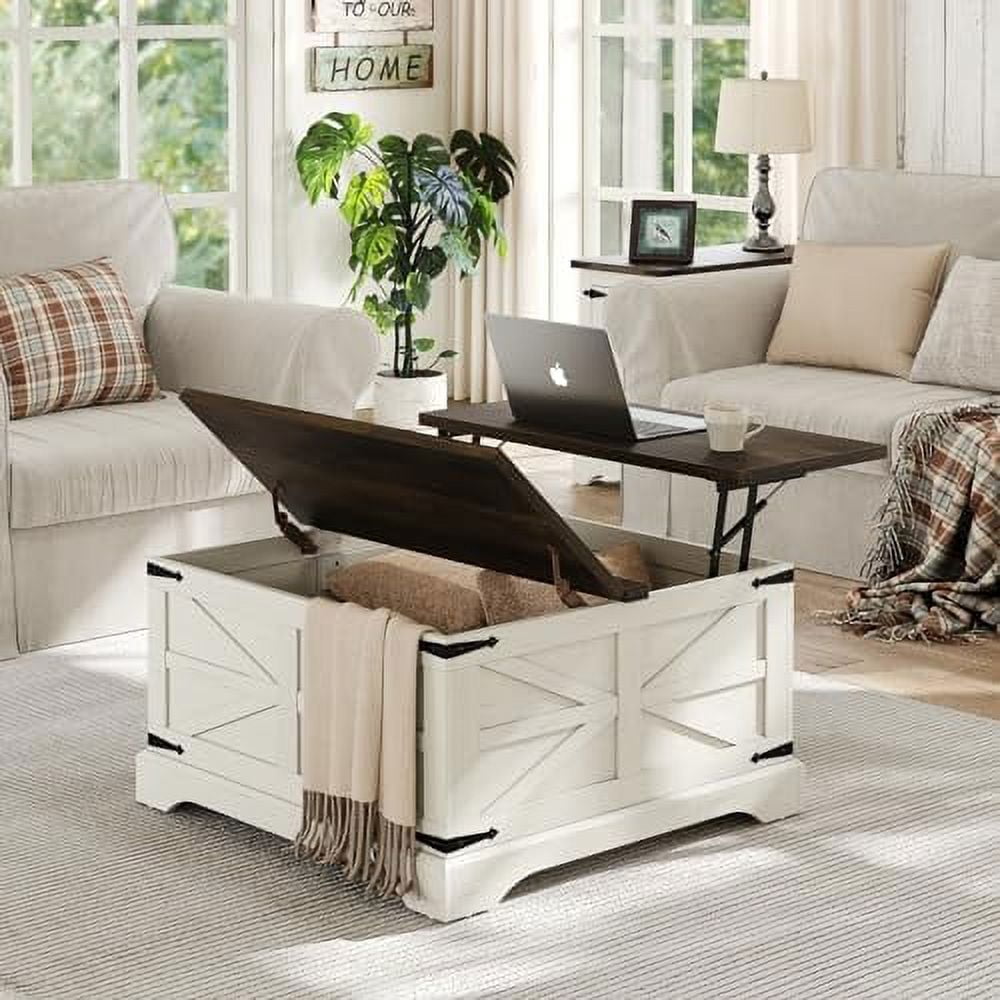 Farmhouse Lift Top Coffee Table, Square Wood Center Table with Large ...