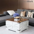 thumbnail image 1 of Farmhouse Lift-Top Coffee Table with Hidden Storage, Square Wooden Living Room Table, White, 1 of 6
