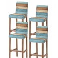 thumbnail image 1 of Farmhouse Light Blue Brown Bar Stool Covers Set of 4, Vintage Wooden Striped Stretch Washable Bar Chair Covers with Backs, Removable Pub Counter Height Chair Cover for Kitchen Dining Room Cafe, 1 of 7