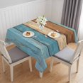 thumbnail image 1 of Farmhouse Light Blue Brown Table Cloth Waterproof Tablecloths, Vintage Wooden Striped Tablecloth Dining Table Cover for Kitchen Party Tabletop Outdoor, Square Tablecloth 54x54 Inch, 1 of 9