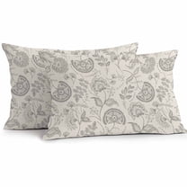 Farmhouse Light Grey Floral Outdoor Pillow Covers Pack of 2 Linen Boho Paisley Flower Rustic Waterproof Throw Pillow Covers Decorative Cushion Cases for Patio Garden Tent Balcony Couch 20x12 inch