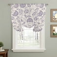 thumbnail image 1 of Farmhouse Light Purple Floral Tie Up Curtain 63 Inches Long, Linen Boho Paisley Flower Rustic Balloon Style Kitchen Window Curtain Over Sink, Small Window Rod Pocket Curtain 52"x63", 1 of 9