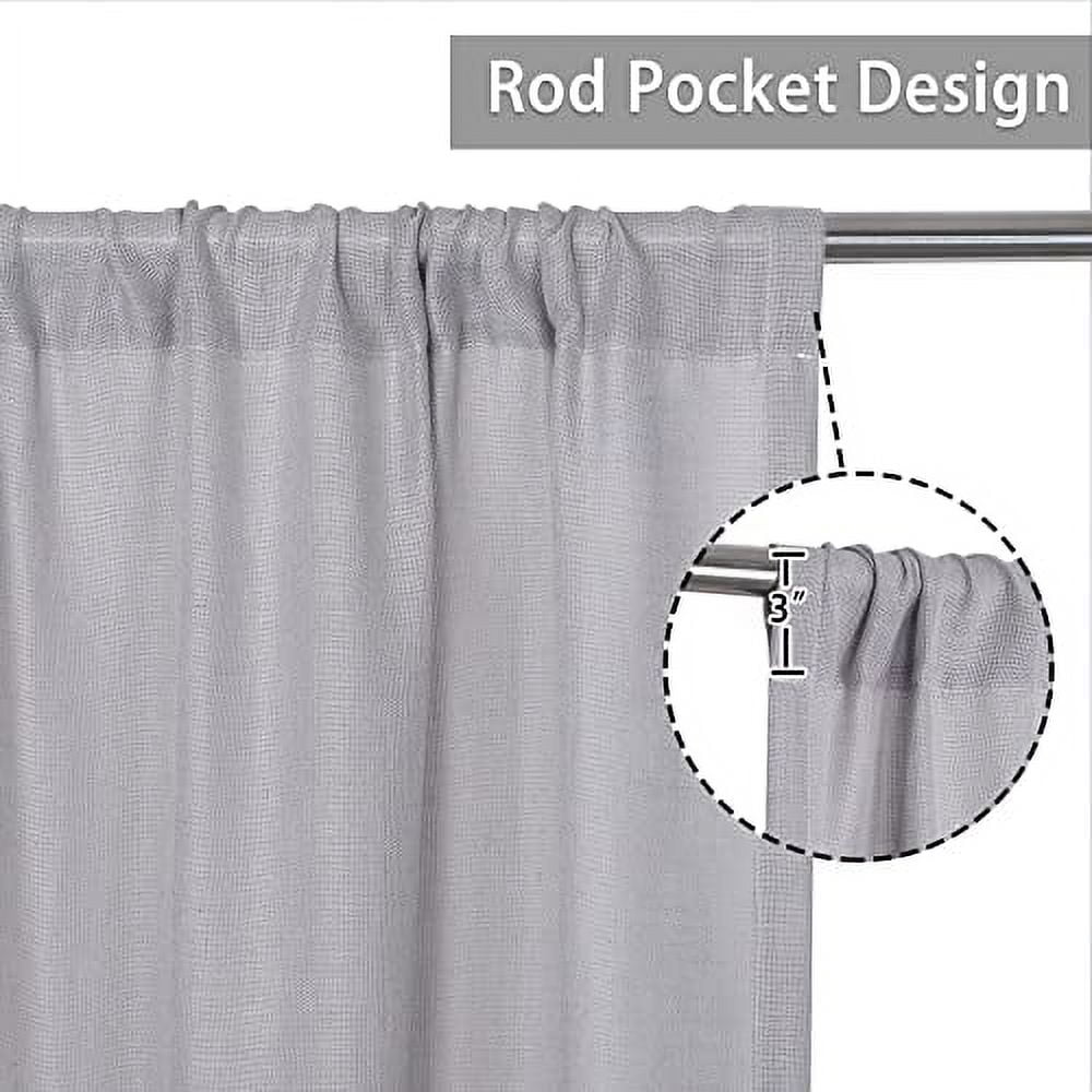 Farmhouse Linen Blend Curtains Rustic Country Color Block Curtain ...