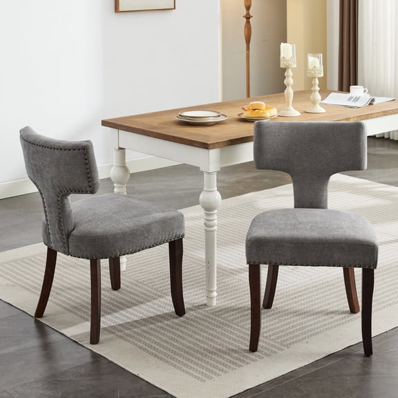 Farmhouse Linen Chairs, Curved Back / Warm Seating in Apartment