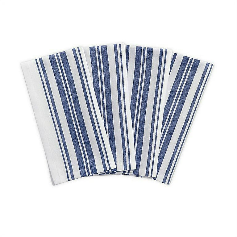 Farmhouse Living Homestead Stripe 20 in. x 20 in. Blue/White Napkins (4-Pack)