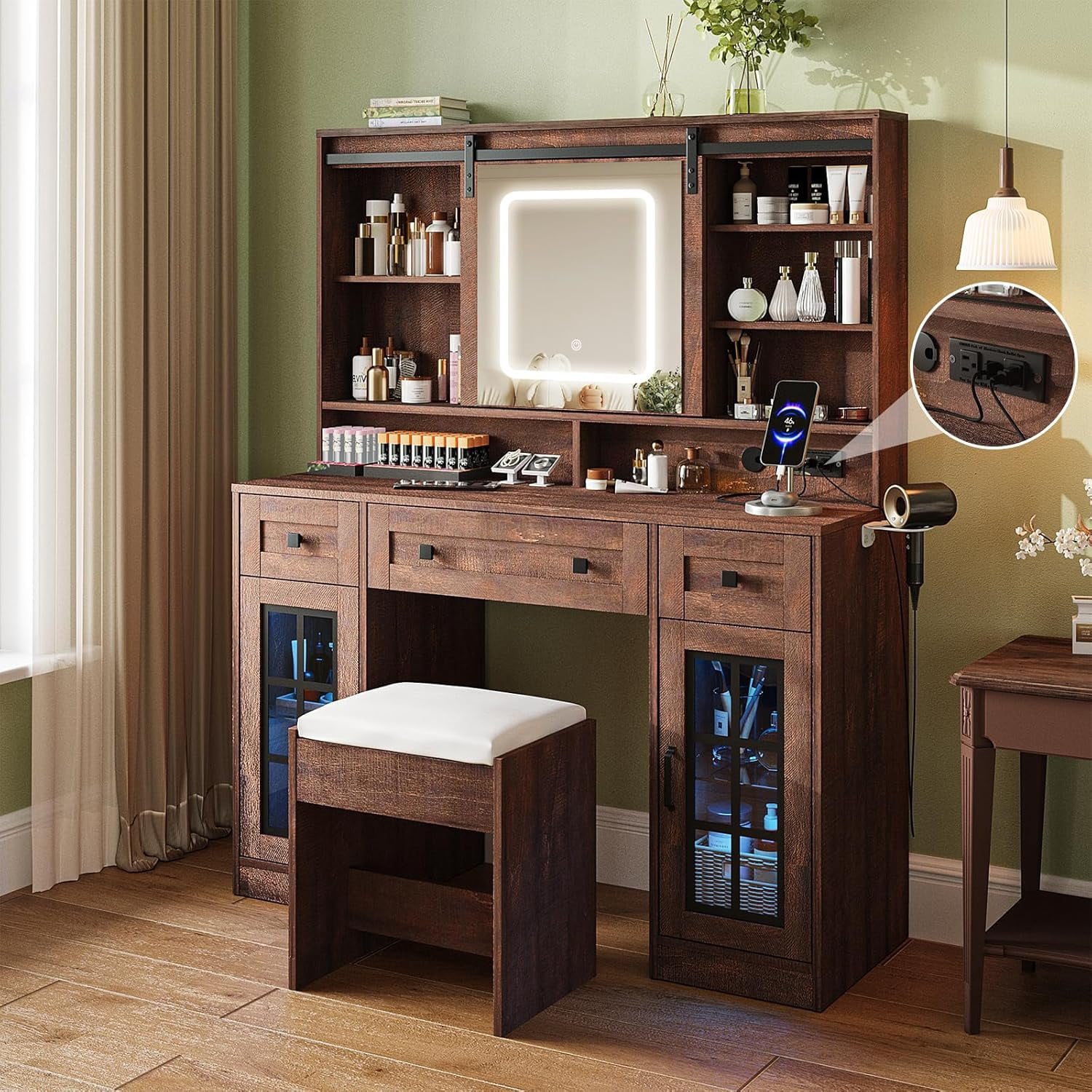 Makeup Vanity With Sliding Mirror