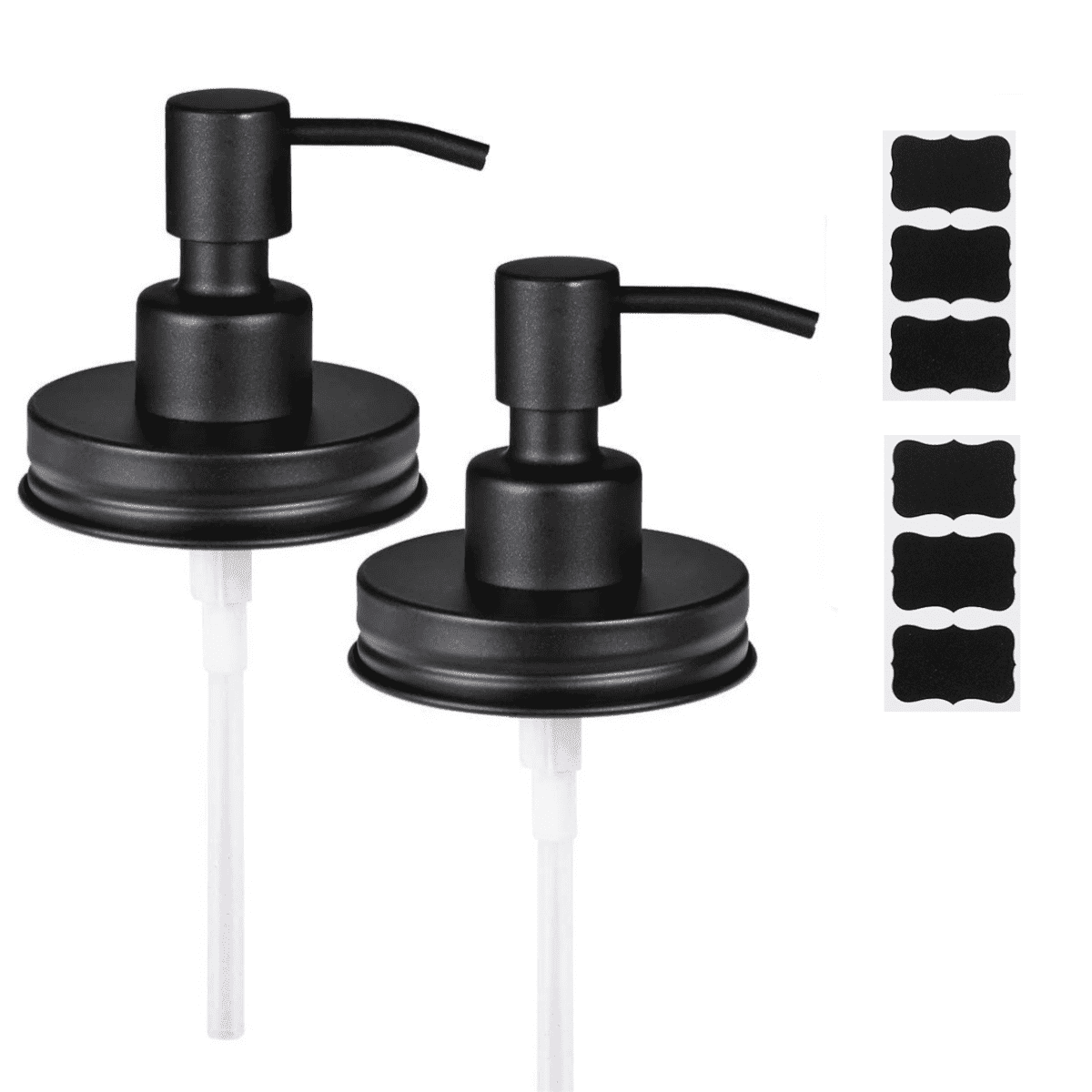 Farmhouse Mason Jar Soap Dispenser Lid and Pump Rust Proof, Black Plastic Dispenser Lid for 16