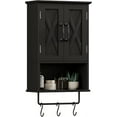 thumbnail image 1 of Farmhouse Medicine Cabinet, Bathroom Wall Cabinet with Adjustable Shelf, Towel Bar, 3 Hooks, Over The Toilet Storage Cabinet for Bathroom, Kitchen, Black, 1 of 16