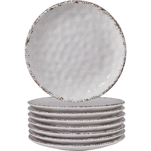 Farmhouse Melamine 6 Inch Appetizer plate, Small Serving Dinnerware/Snack/Party/Kitchen/Dinner/Dessert Plates, Set of 8, White