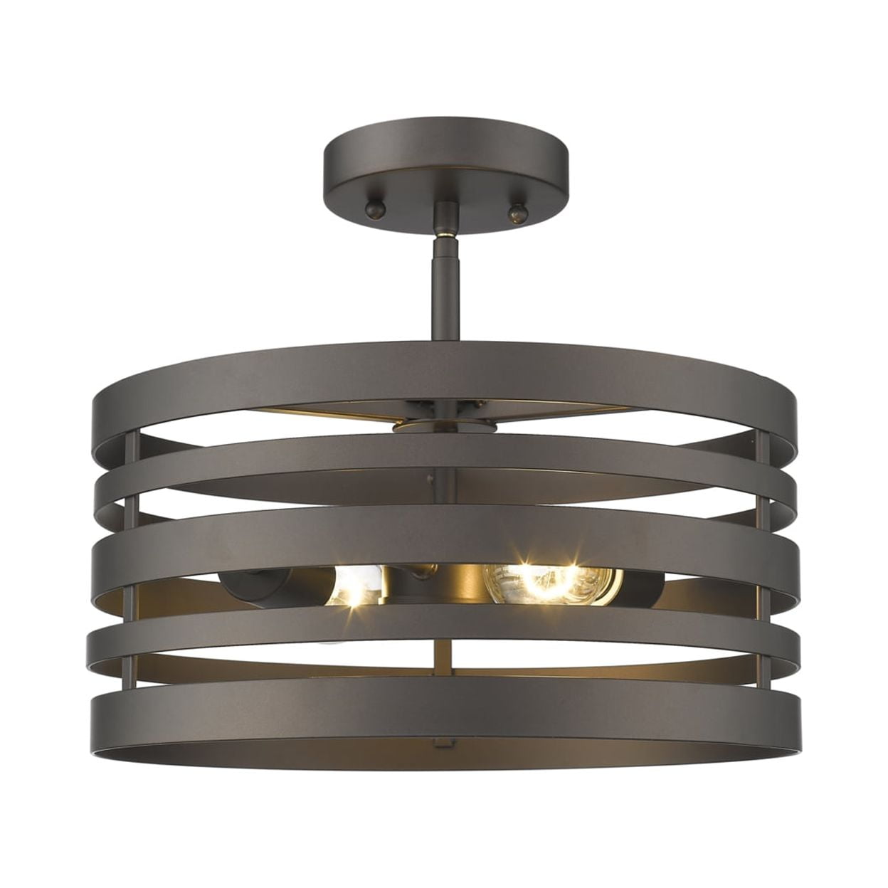CHLOE Paisley Farmhouse 2 Light Rubbed Bronze Semi-flush Ceiling Fixture 13"