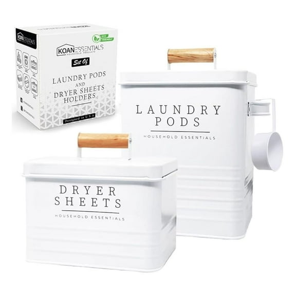 Farmhouse Metal Laundry Pods Container with Dryer Sheet Holder for Laundry Room Organization and Storage, Farmhouse Decor, Eco Frendly,Holds 200 Laundry Pods and 300 Dryer Sheets