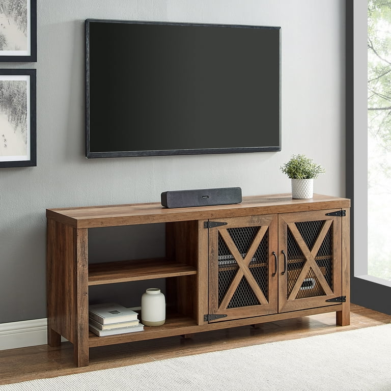Farmhouse Metal Mesh Door TV Stand for TVs up to 65
