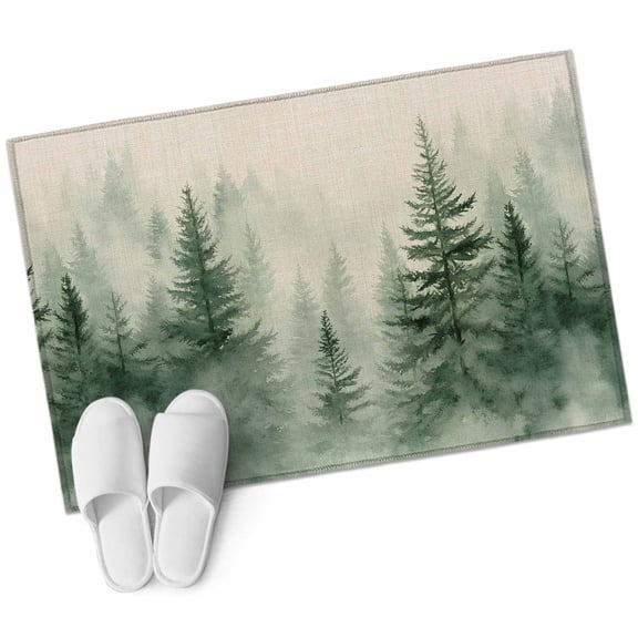 Farmhouse Mist Forest Large Area Rugs for Bedroom Living Room, Soft Non Slip Carpet Bedside Rug, Vintage Trees Natural Landscape Rectangular Floor Cover Kitchen Accent Rug 2'x3' for Office
