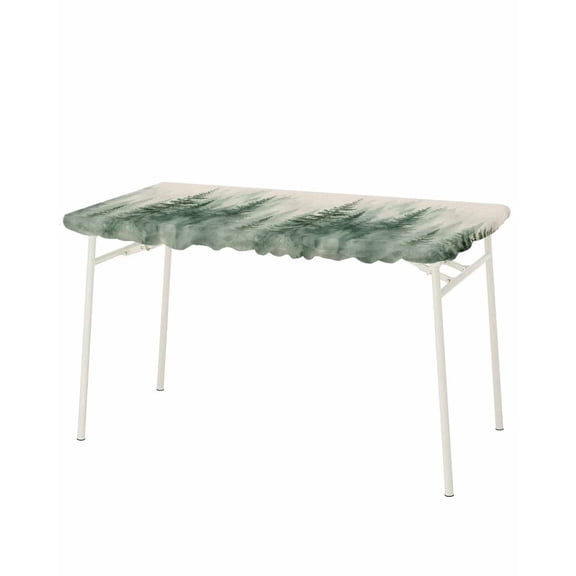 Farmhouse Mist Forest Rectangle Tablecloth, Waterproof Elastic Fitted Table Covers for 8 Foot Tables, 32x96inch Decorative Tablecloths for Picnic, Camping, Outdoor, Vintage Trees Natural Landscape
