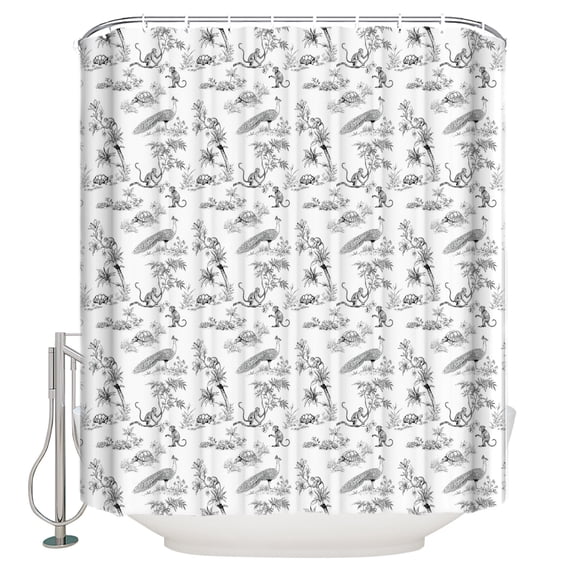 Farmhouse Monkey Bathroom Shower Curtains with 12 Hooks Waterproof Shower Curtain for Stalls and Bathtubs Vintage Plants Rustic Turtles Peacock Decorative Bathroom Privacy Curtain 72x72 Inches