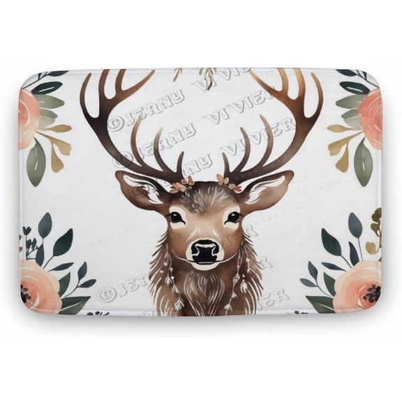 Farmhouse Moose Bath Mat Cute Animal Rustic Farmhouse Style Bathroom Rug 16"x24" Memory Foam Bathroom Mat/Bath Rugs