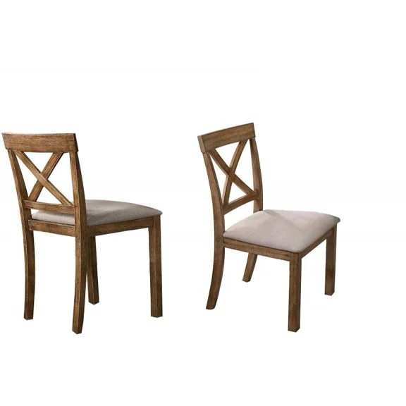 Farmhouse Natural Oak Wood Dining Chair Set of 6, Antique Wooden Chair with Cushion