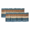 thumbnail image 1 of Farmhouse Navy Blue Brown Valances for Windows, Decorative Rod Pocket Window Valance Curtains, Vintage Wooden Striped Short Curtain Drapes for Kitchen/Bathroom/Living Room, 2 Panels, 60" W x 18" L, 1 of 8