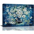 thumbnail image 1 of Farmhouse Navy Blue Daisy Flower Decor Wall Art Rustic Floral Butterfly Today I Choose Joy Pictures Wall Decor Canvas Painting Prints Artwork Decorations Framed for Bathroom Bedroom Kitchen 20"x16", 1 of 4