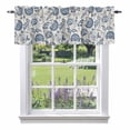thumbnail image 1 of Farmhouse Navy Blue Floral Valances for Windows, Linen Boho Paisley Flower Rustic Valance Window Treatment Rod Pocket Short Curtains Valances for Kitchen Bathroom 56"W x 16"L, 1 of 9
