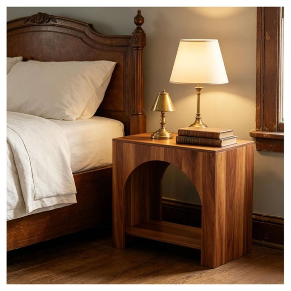 Farmhouse Nightstand - 27 Inch Bedside Table with Storage, Country Chic Bedroom Furniture, Durable MDF, Rustic White Finish