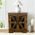 thumbnail image 1 of Farmhouse Nightstand with Charging Station, Side Table with Barn Door and Storage, Rustic Wood Bedside Table, End Table for Living Room and Bedroom, Brown, 1 of 15